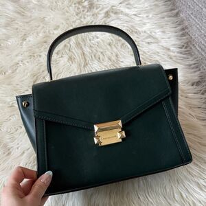 Michael Kors Whitney Flap Satchel Pine Green Crossbody Top Handle Bag